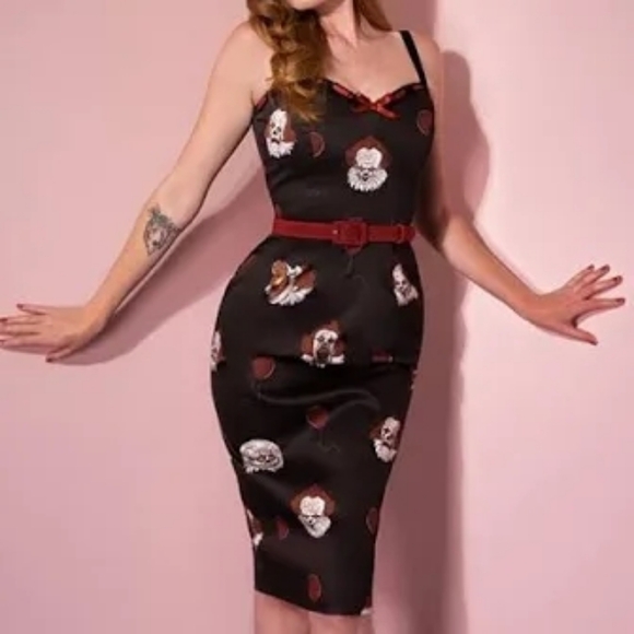 Vixen by Micheline Pitt Dresses & Skirts - Vixen by Micheline Pitt Black and Red Clown Print Dress